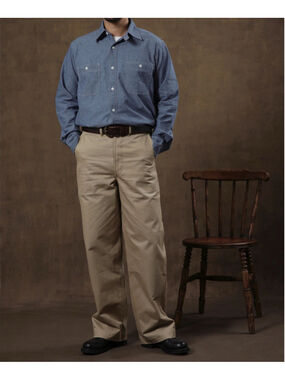 Non Stock Men's Long-Sleeve Chambray Shirt Blue Button Down Work Shirt L